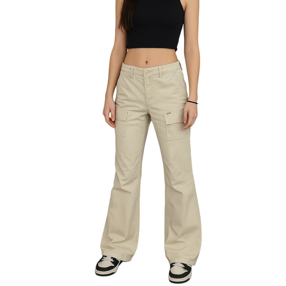 Vintage Y2K Interstate‎ Cargo Pants Jrs 1 Beige Khaki Flare Utility Skater USA